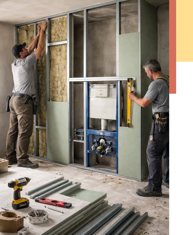 Установка сантехнических перегородок в Альметьевске от 8823 руб. | ОТДЕЛОЧНИК-Льм