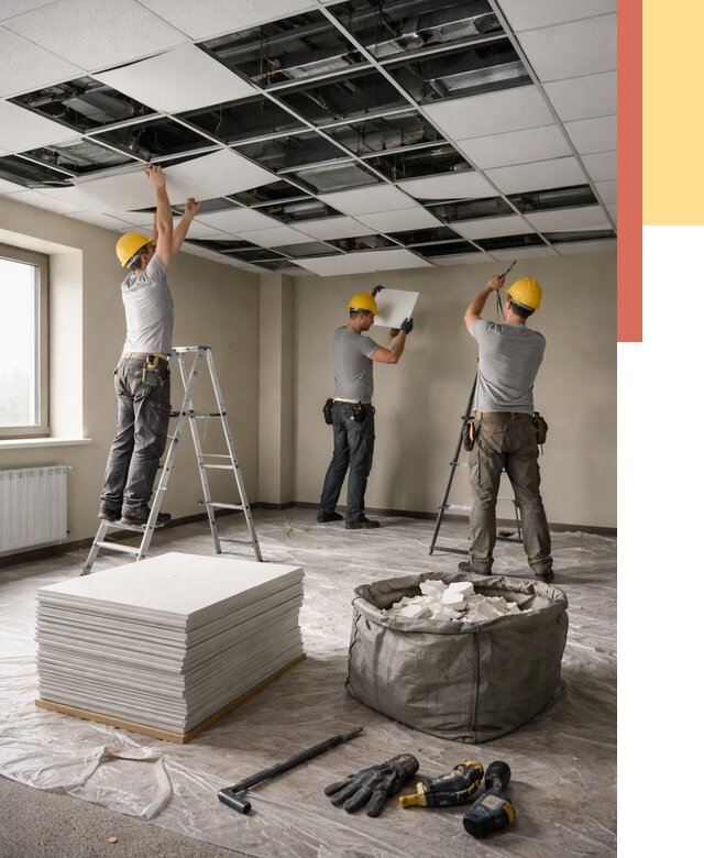 Демонтаж потолка Армстронг в Альметьевске от 4671 руб. быстро и недорого | ОТДЕЛОЧНИК-Льм