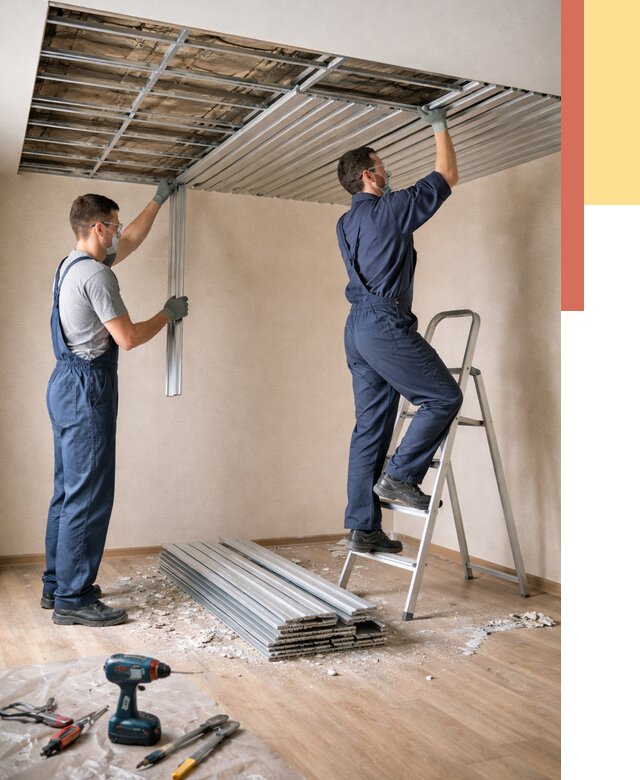 Демонтаж реечного потолка в Альметьевске от 4671 руб. быстро и недорого | ОТДЕЛОЧНИК-Льм