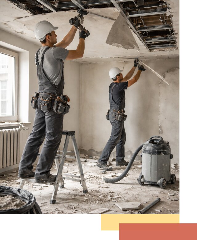 Демонтаж гипсокартонного потолка в Альметьевске быстро и аккуратно