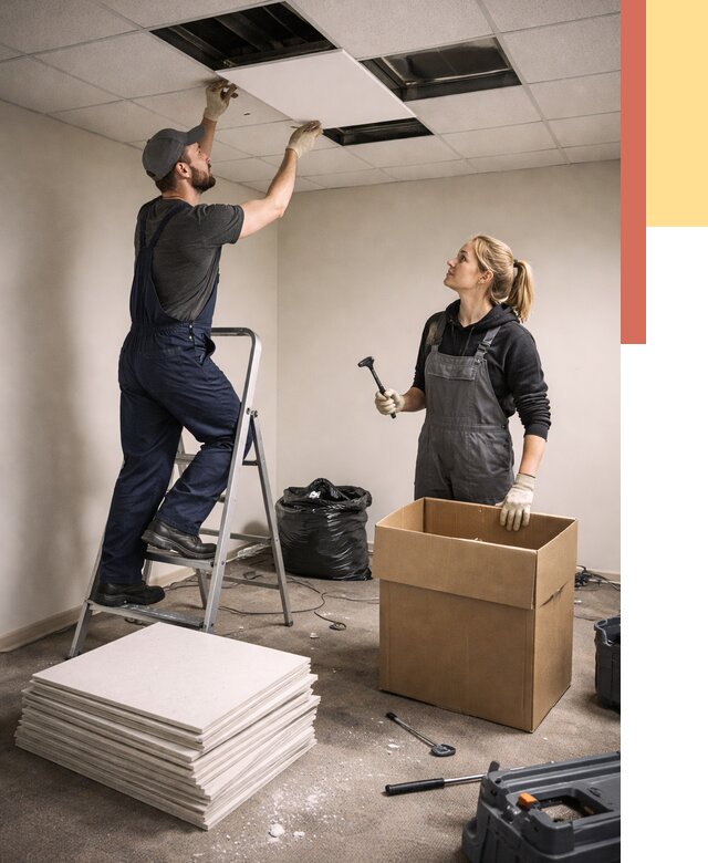 Демонтаж потолочной плитки в Альметьевске от 4671 руб. быстро и недорого | ОТДЕЛОЧНИК-Льм