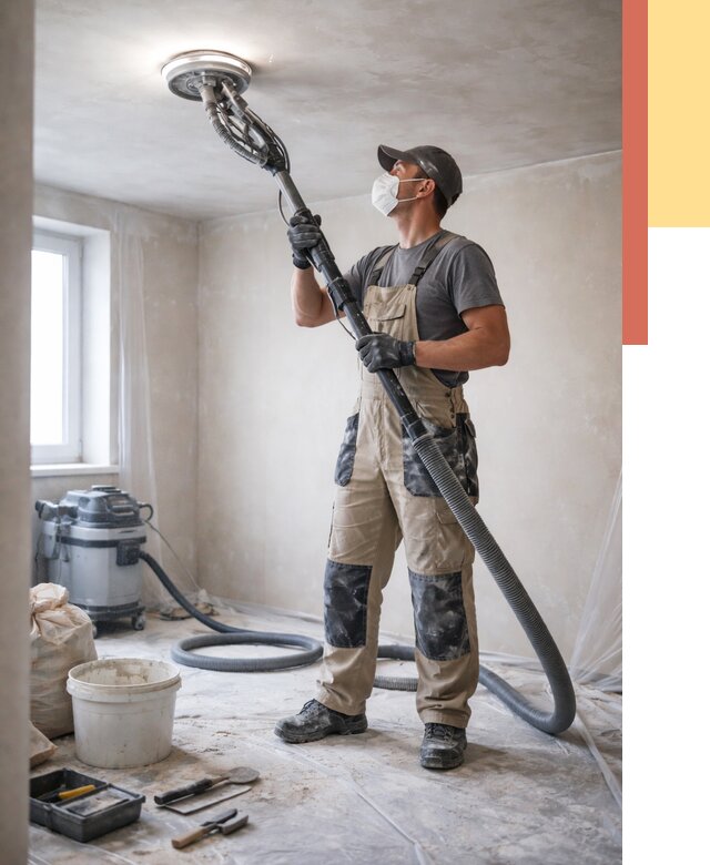 Шлифовка потолка в Альметьевске от 3633 руб. — услуги шлифования потолка | ОТДЕЛОЧНИК-Льм