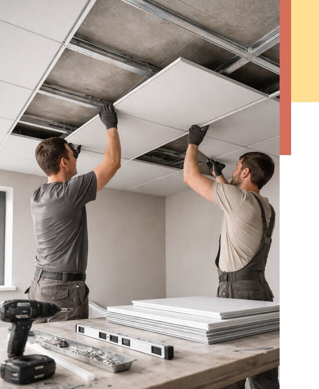 Монтаж кассетного потолка в Альметьевске от 4671 руб/м2 — установка и сборка | ОТДЕЛОЧНИК-Льм