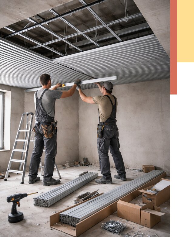 Монтаж реечного потолка в Альметьевске от 4671 руб. под ключ | ОТДЕЛОЧНИК-Льм