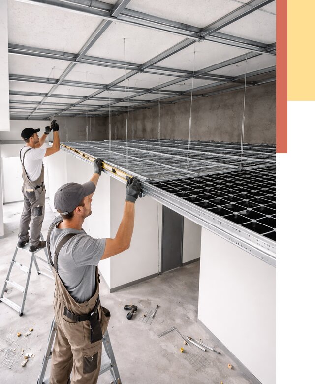 Монтаж потолка грильято в Альметьевске от 467 руб./м² — быстрая сборка под ключ | ОТДЕЛОЧНИК-Льм