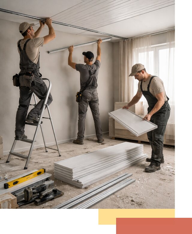 Монтаж потолка из ПВХ панелей в Альметьевске оперативно и качественно