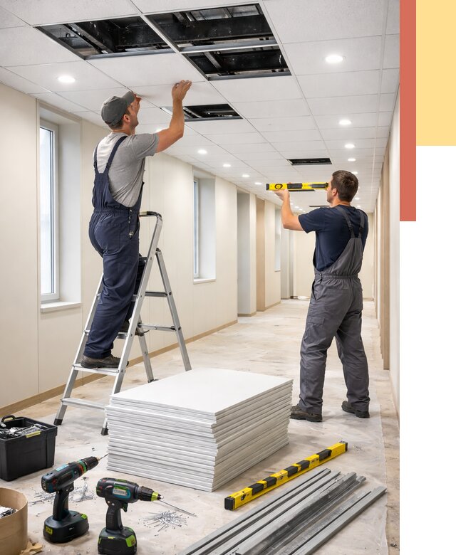 Ремонт потолка Армстронг в Альметьевске от 4671 руб. — быстро и недорого | ОТДЕЛОЧНИК-Льм