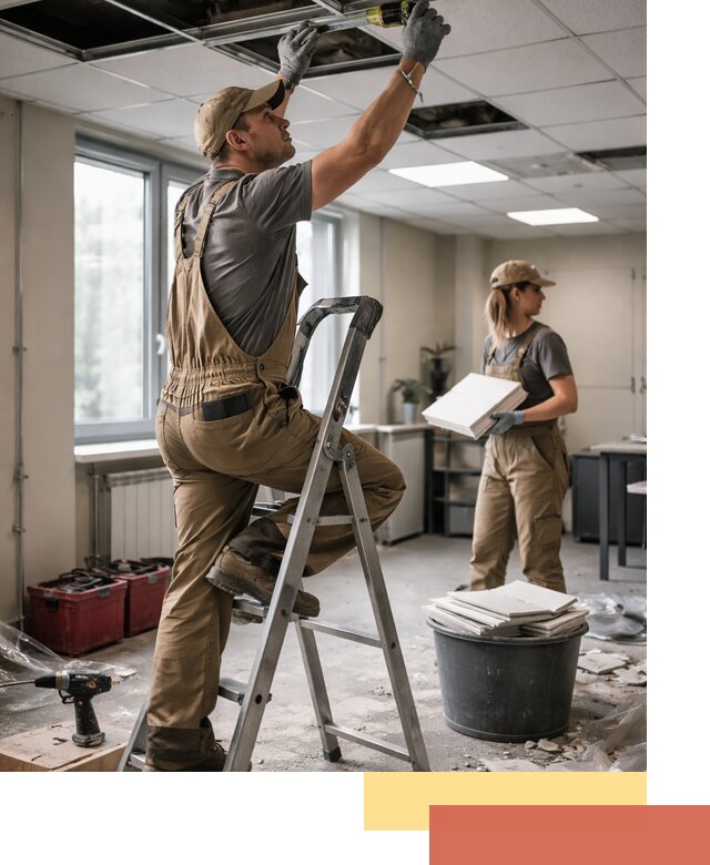 Ремонт потолка Армстронг и замена плит в Альметьевске