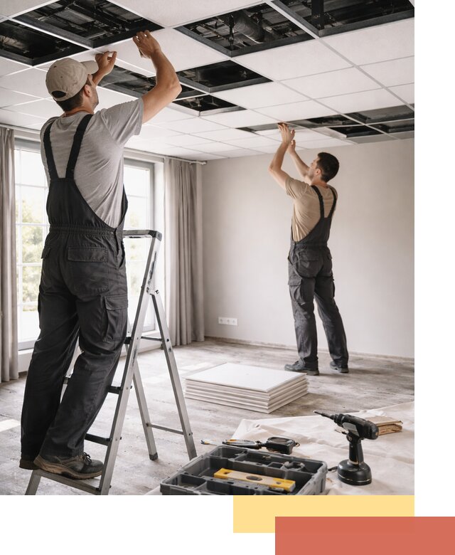 Замена плит подвесного потолка в Альметьевске быстро и качественно