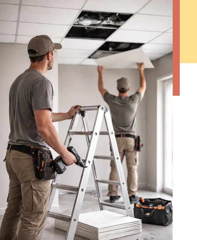 Обслуживание подвесного потолка в Альметьевске от 3633 руб. — быстро и недорого | ОТДЕЛОЧНИК-Льм