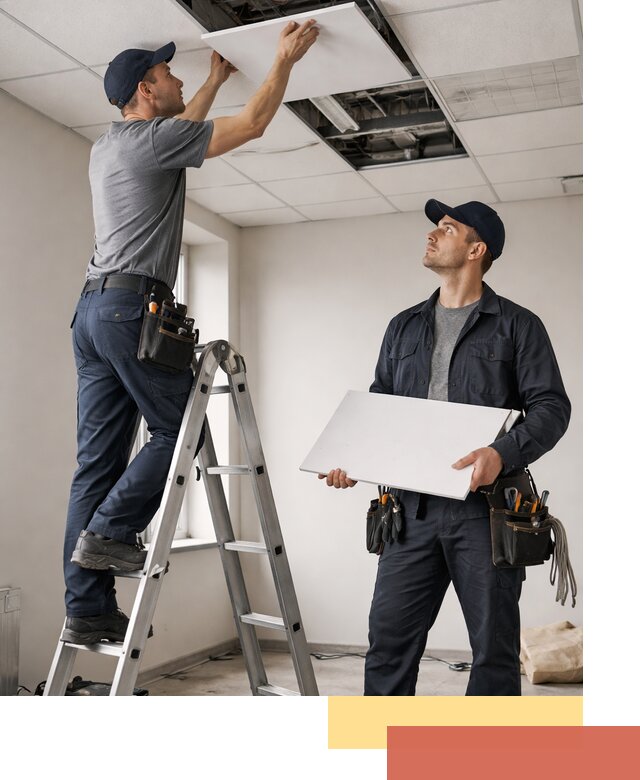 Обслуживание подвесного потолка в Альметьевске — ремонт и чистка