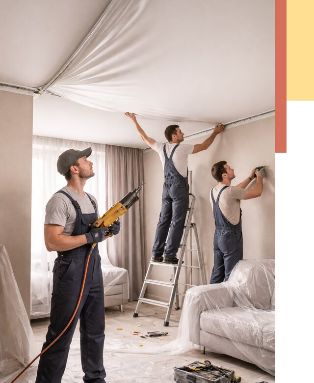 Установка натяжного потолка в Альметьевске от 4671 руб. | Быстро и недорого — ОТДЕЛОЧНИК-Льм