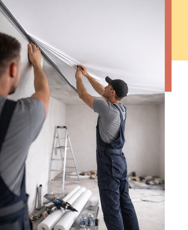 Монтаж матового натяжного потолка в Альметьевске от 4671 руб./м² — быстро и недорого | ОТДЕЛОЧНИК-Льм