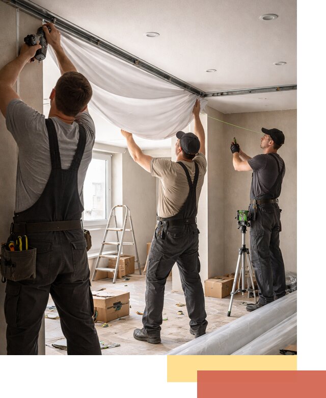 Монтаж парящего натяжного потолка под ключ в Альметьевске