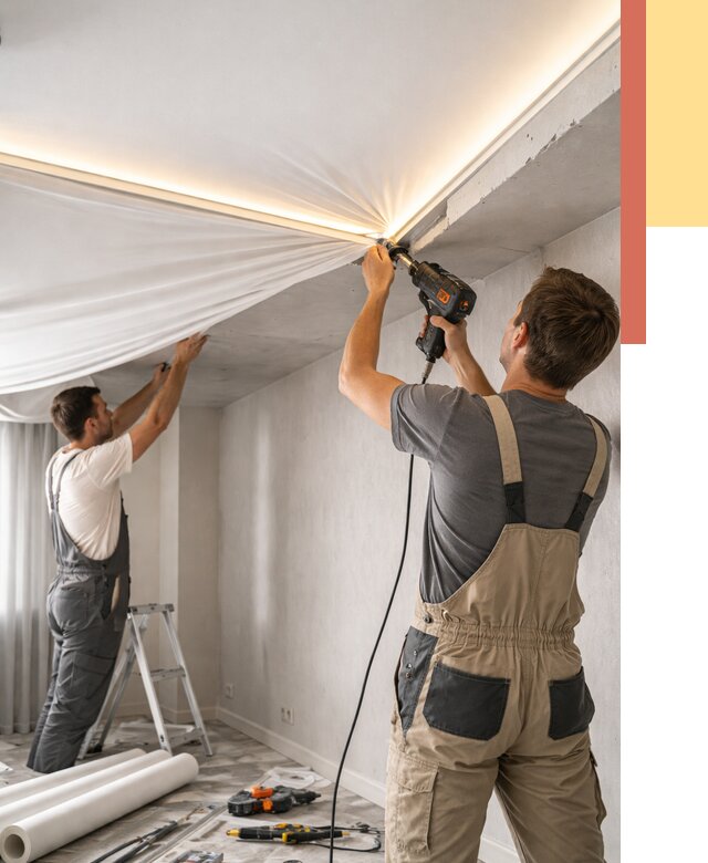 Монтаж натяжного потолка с подсветкой в Альметьевске от 986 руб. | ОТДЕЛОЧНИК-Льм