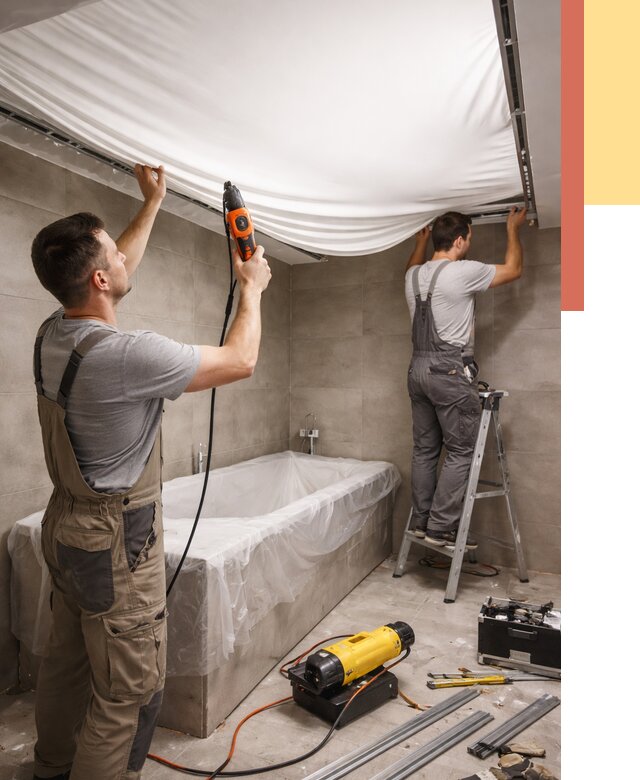 Монтаж натяжного потолка в ванной в Альметьевске от 1246 руб. под ключ | ОТДЕЛОЧНИК-Льм