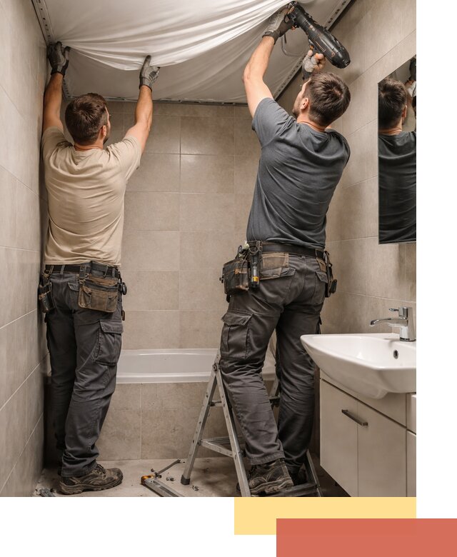 Монтаж натяжного потолка в ванной в Альметьевске быстро и качественно