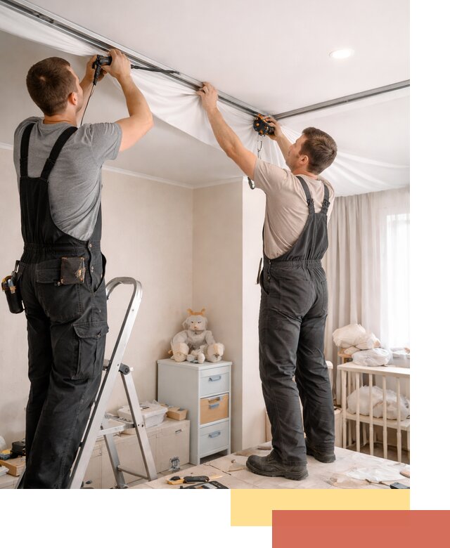 Монтаж натяжного потолка в детской комнате в Альметьевске