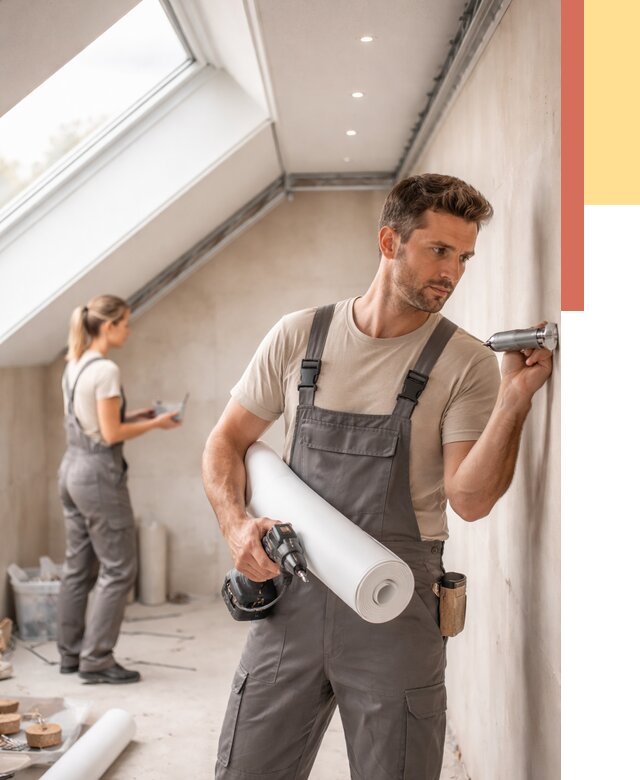 Монтаж натяжного потолка на мансарде в Альметьевске от 3633 руб. | ОТДЕЛОЧНИК-Льм