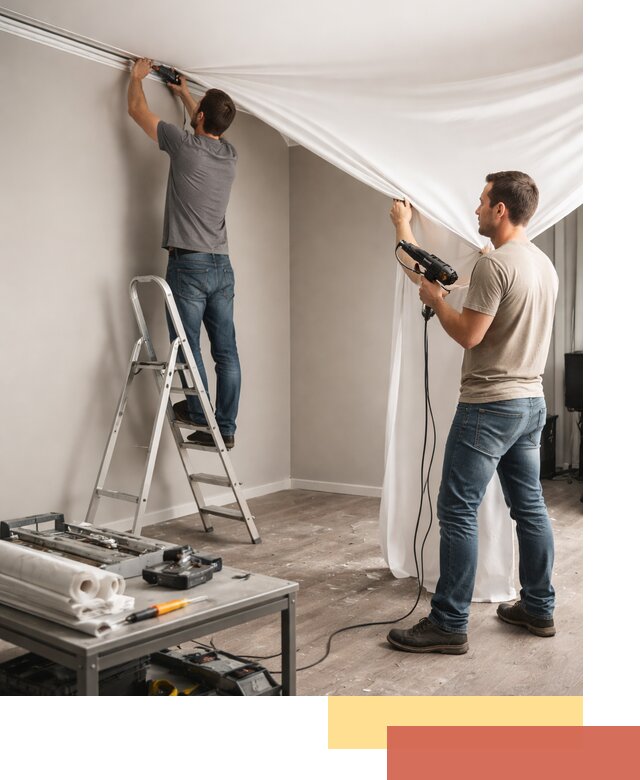 Монтаж натяжного потолка в студии в Альметьевске