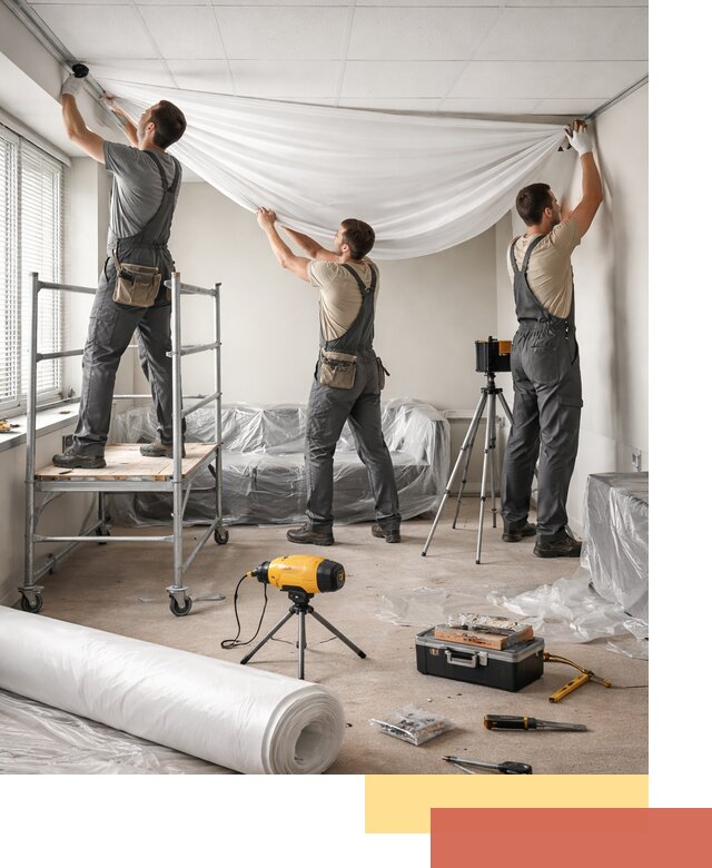 Монтаж натяжного потолка в офисе в Альметьевске