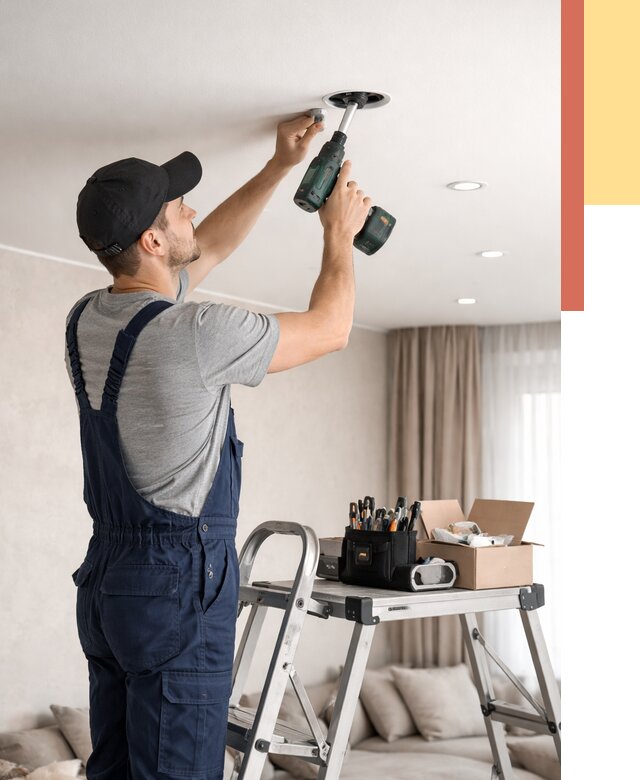 Установка и монтаж точечных светильников в натяжной потолок в Альметьевске от 1868 руб. | ОТДЕЛОЧНИК-Льм