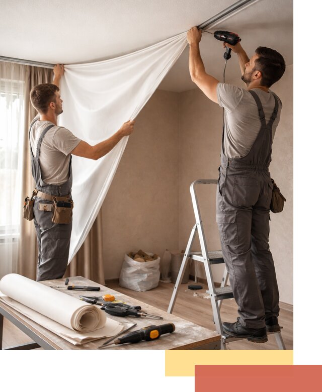 Замена полотна натяжного потолка в Альметьевске быстро и качественно