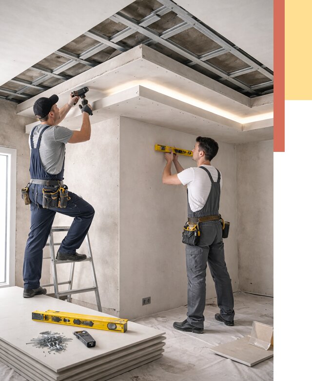 Двухуровневый потолок из гипсокартона в Альметьевске от 1505 руб. под ключ | ОТДЕЛОЧНИК-Льм