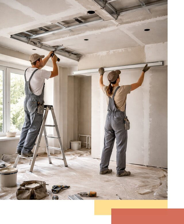 Монтаж многоуровневого потолка из гипсокартона в Альметьевске