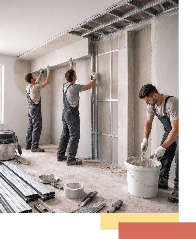 Монтаж потолка из гипсокартона с нишей в Альметьевске