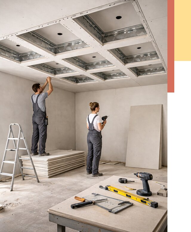 Кессонный потолок из гипсокартона в Альметьевске от 1920 руб. — монтаж и под ключ | ОТДЕЛОЧНИК-Льм