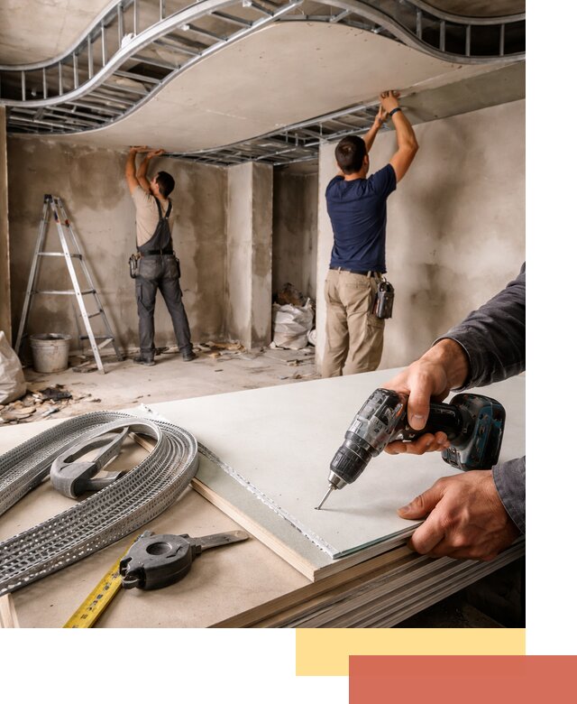 Криволинейный потолок из гипсокартона в Альметьевске — монтаж и отделка