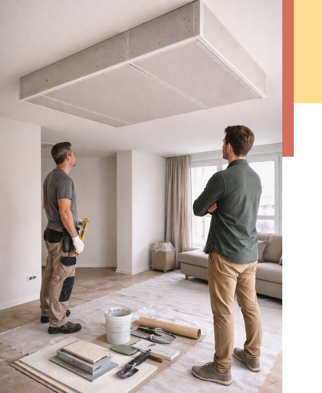 Короб на потолке из гипсокартона в Альметьевске от 2284 руб. — монтаж и услуги под ключ | ОТДЕЛОЧНИК-Льм