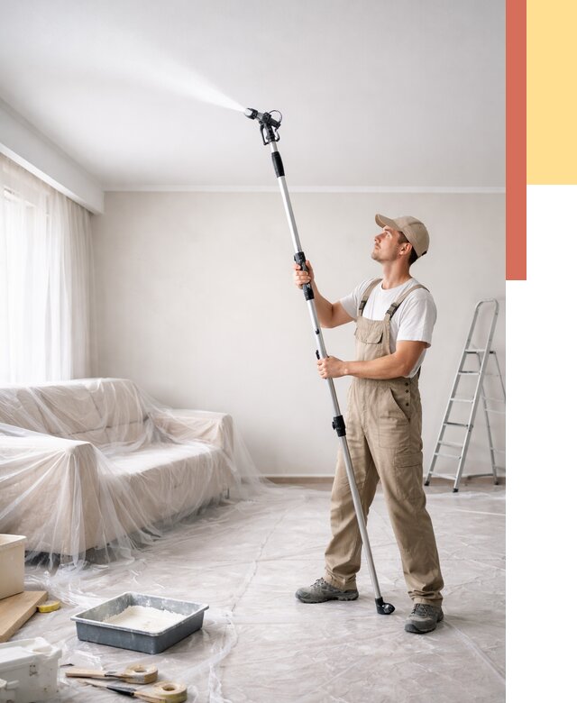 Покраска потолка краскопультом в Альметьевске от 4671 руб. быстро и недорого | ОТДЕЛОЧНИК-Льм