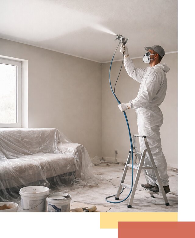 Покраска потолка краскопультом в Альметьевске быстро и качественно