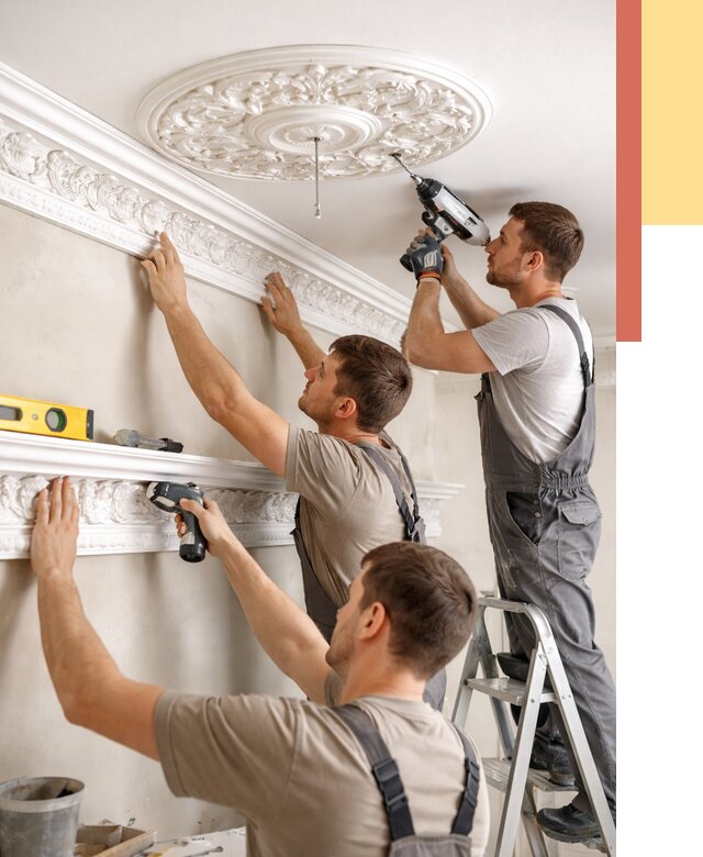 Монтаж лепнины на потолок в Альметьевске от 3322 руб. быстро и недорого | ОТДЕЛОЧНИК-Льм